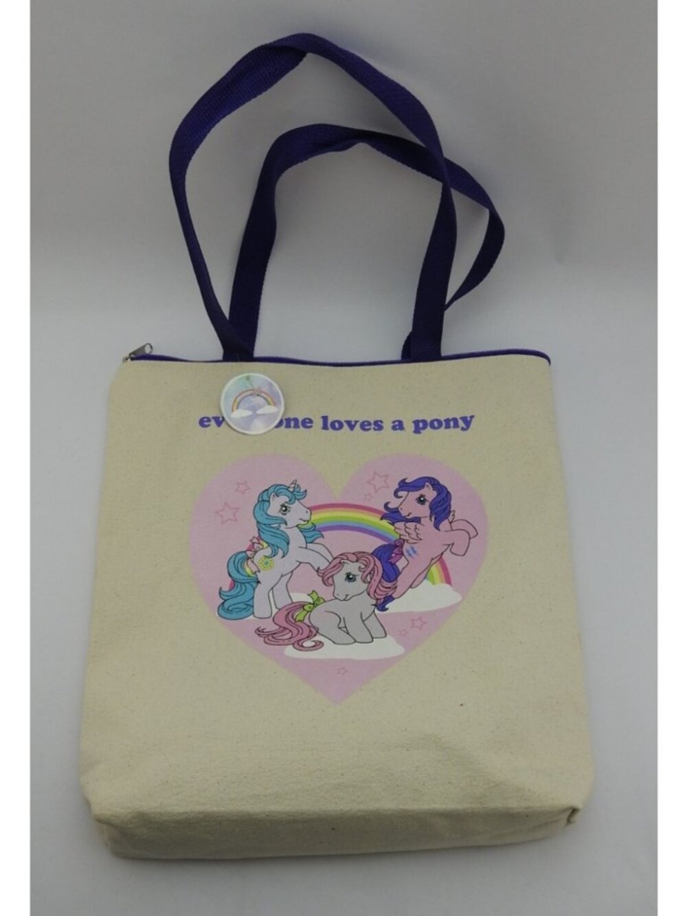 My Little Pony ColourPop Canvas Tote Bag Everyone Loves A Pony Rainbow NWT